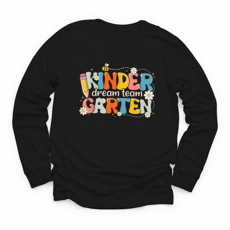 Kindergarten Dream Team Groovy Retro Children Back To School Youth Long Sleeve Tee