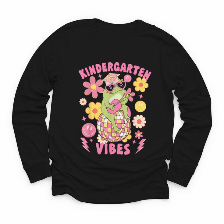 Kindergarten Vibes Groovy Kindergarten Back To School Frog Youth Long Sleeve Tee
