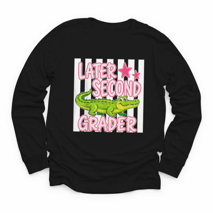Later Second Grader Cute Alligator Back To School Graduation Youth Long Sleeve Tee