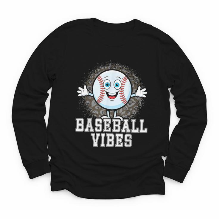 Leopard Baseball Vibes Game Day Softball Life Mom Youth Long Sleeve Tee