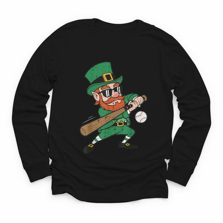 Leprechaun Baseball St Patricks Day Saint Pattys Men Boys Youth Long Sleeve Tee