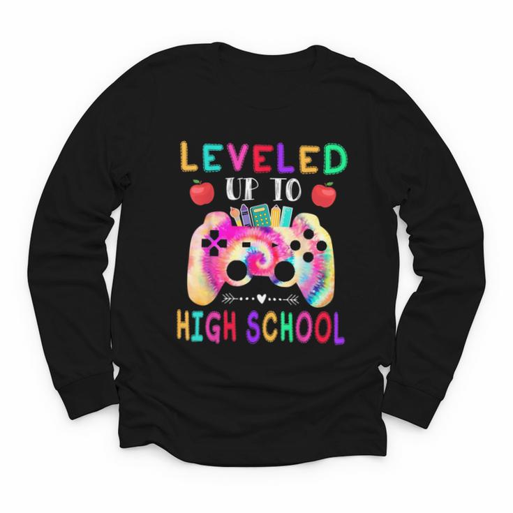 Leveled Up To High School Gaming Fun Back To School Tie Dye Youth Long Sleeve Tee