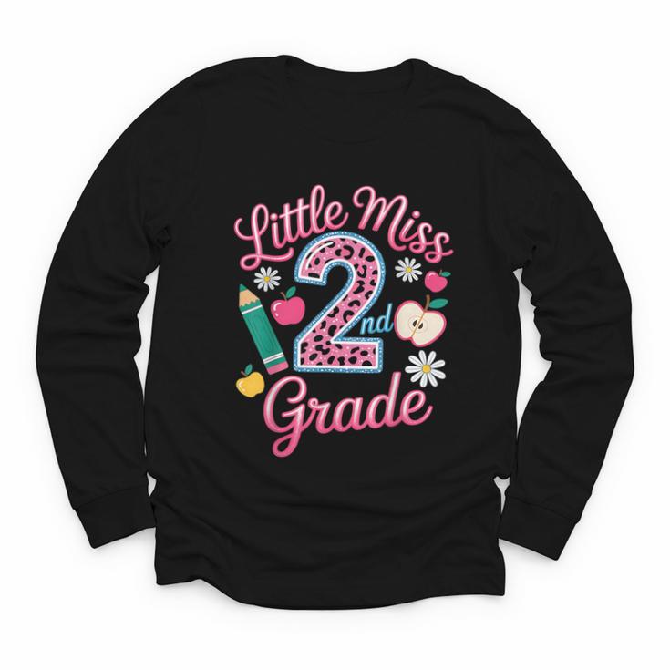 Little Miss 2nd Grade Grader Girls 1st Day Back To School Youth Long Sleeve Tee