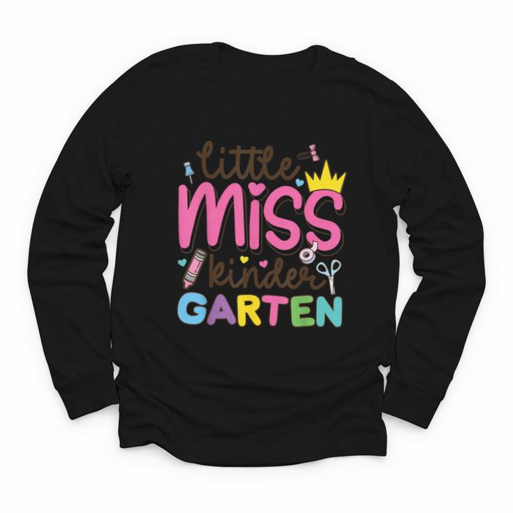 Little Miss Kindergarten First Day Back To School Girls Cute Youth Long Sleeve Tee
