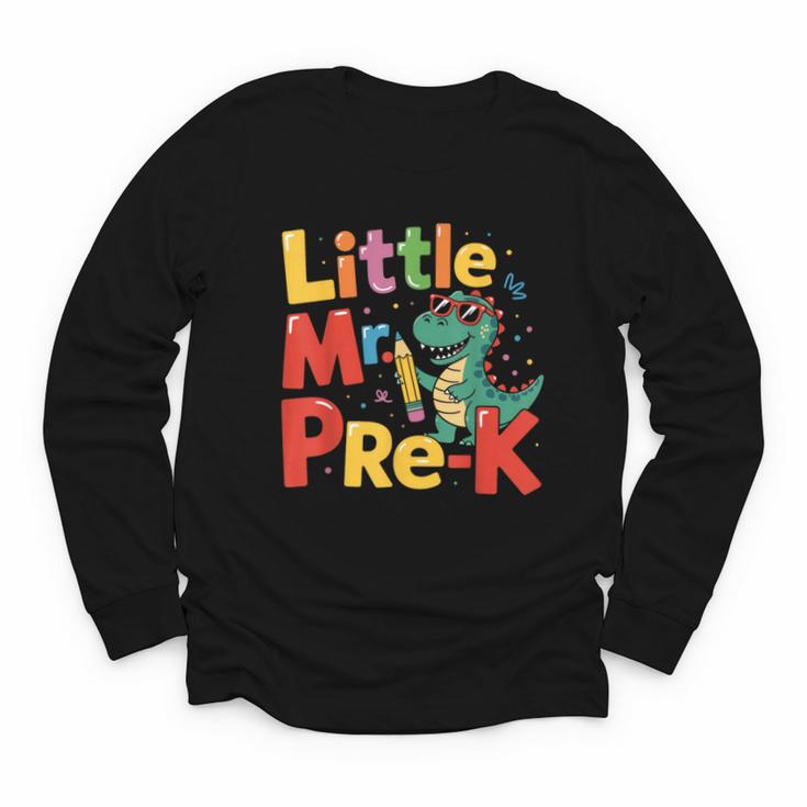 Little Mr Pre-K Dino Back To School Youth Long Sleeve Tee
