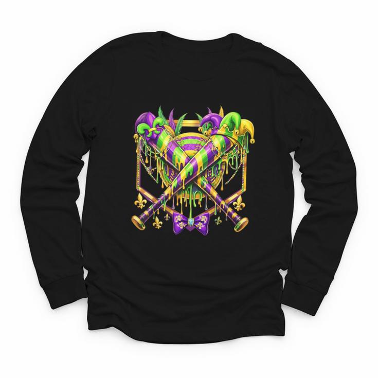 Mardi Gras Baseball Jester Hat New Orleans Men Women Kid Youth Long Sleeve Tee