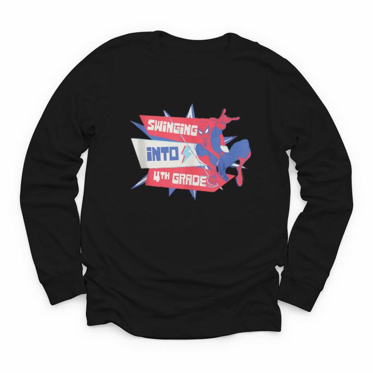 Marvel Spider-Man Swinging Into 4th Grade Back To School Youth Long Sleeve Tee
