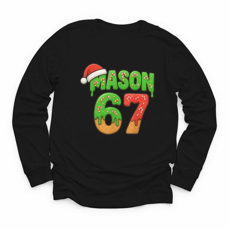 Mason 67 Christmas Ice Cream Drip Meme Six Seven Baseball Youth Long Sleeve Tee