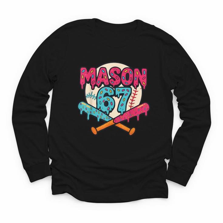 Mason 67 Ice Cream Drip Baseball Meme Graphics Youth Long Sleeve Tee