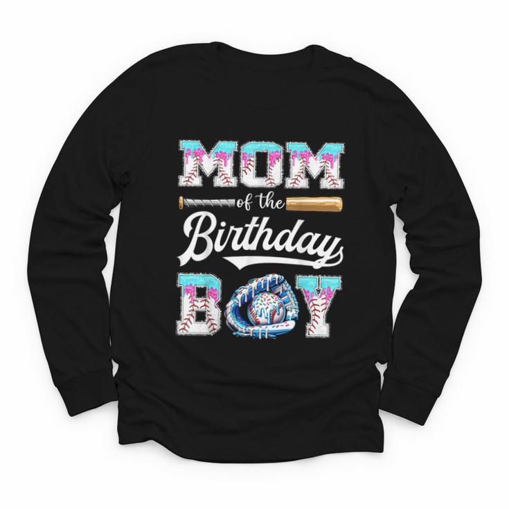 Mom Of The Birthday Boy Baseball Ice Cream Drip Matching Youth Long Sleeve Tee