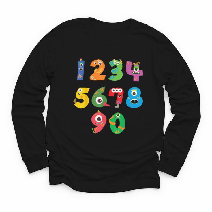Monster Numbers Learning Cute Numbers 0-9 Back To School Youth Long Sleeve Tee