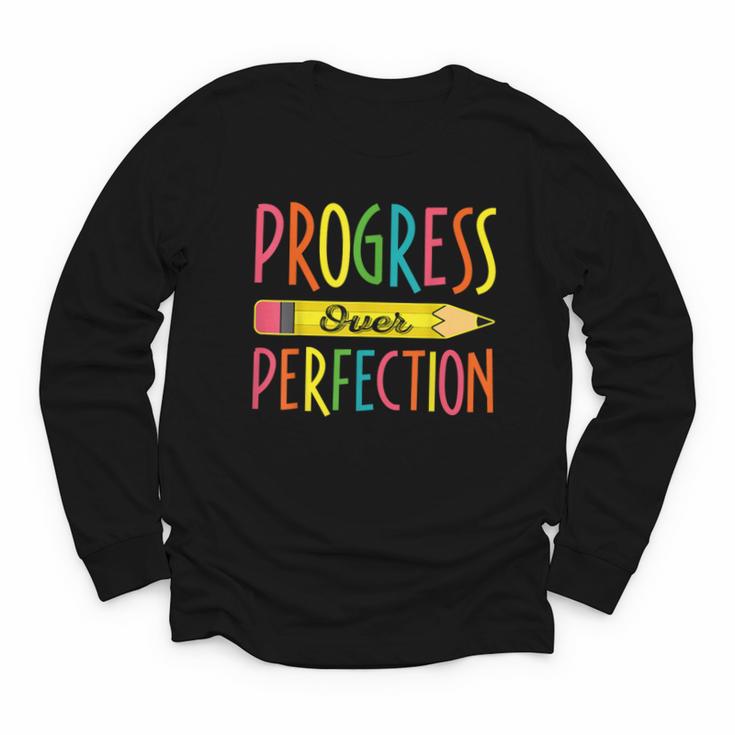 Motivational Quotes Back To School Progress Over Perfection Youth Long Sleeve Tee