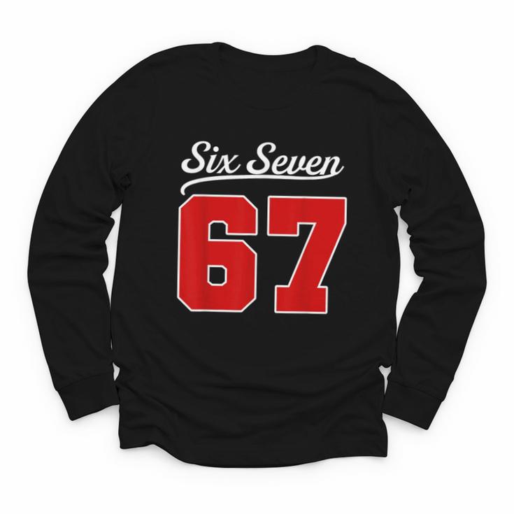 Number 67 Numbered Six Seven Baseball Jersey Style Team 67 Youth Long Sleeve Tee