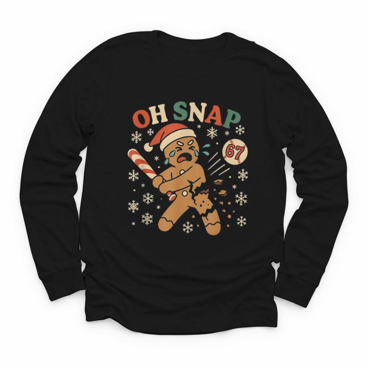 Oh Snap Gingerbread 67 Meme Baseball Christmas Xmas Youth Long Sleeve Tee