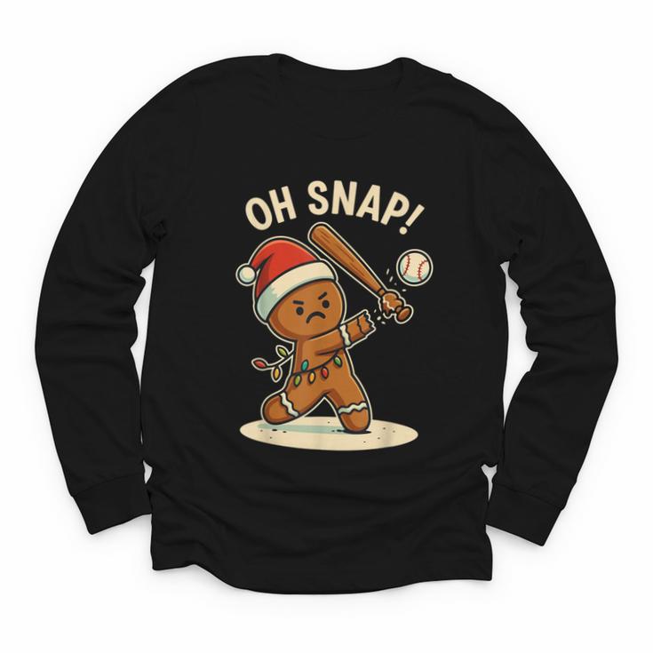 Oh Snap Gingerbreadman Baseball Christmas Men Boys Toddlers Youth Long Sleeve Tee