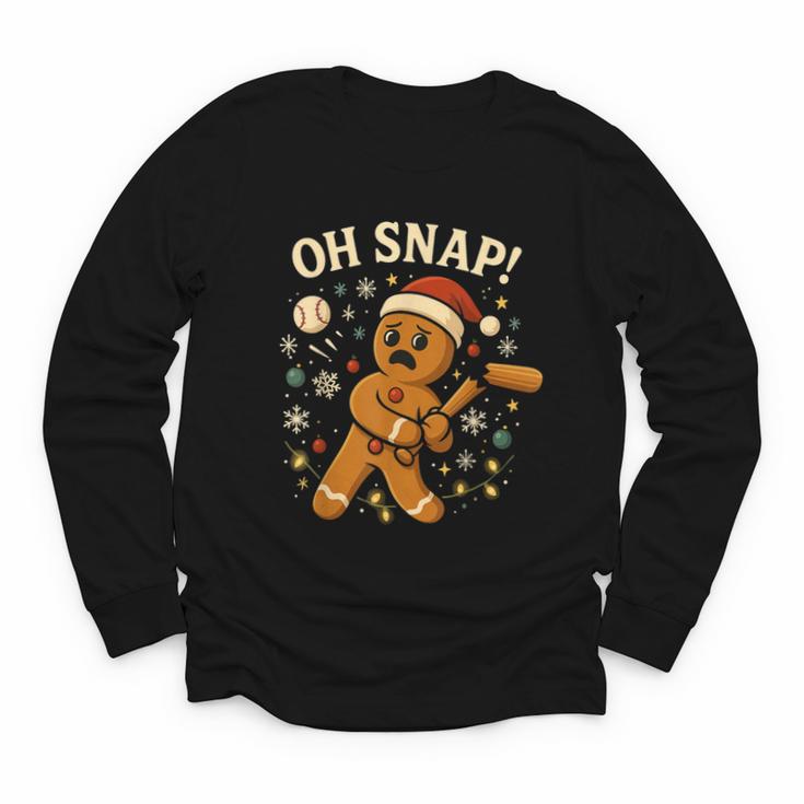 Oh Snap Gingerbreadman Christmas Baseball Youth Long Sleeve Tee