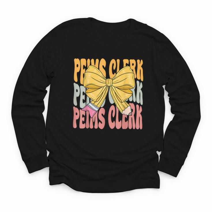 Peims Clerk Groovy Coquette Bow Cute Back To School Youth Long Sleeve Tee