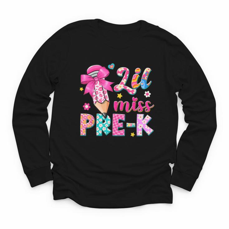Pencil Bow Lil Miss Pre-K Pre-K Back To School Youth Long Sleeve Tee