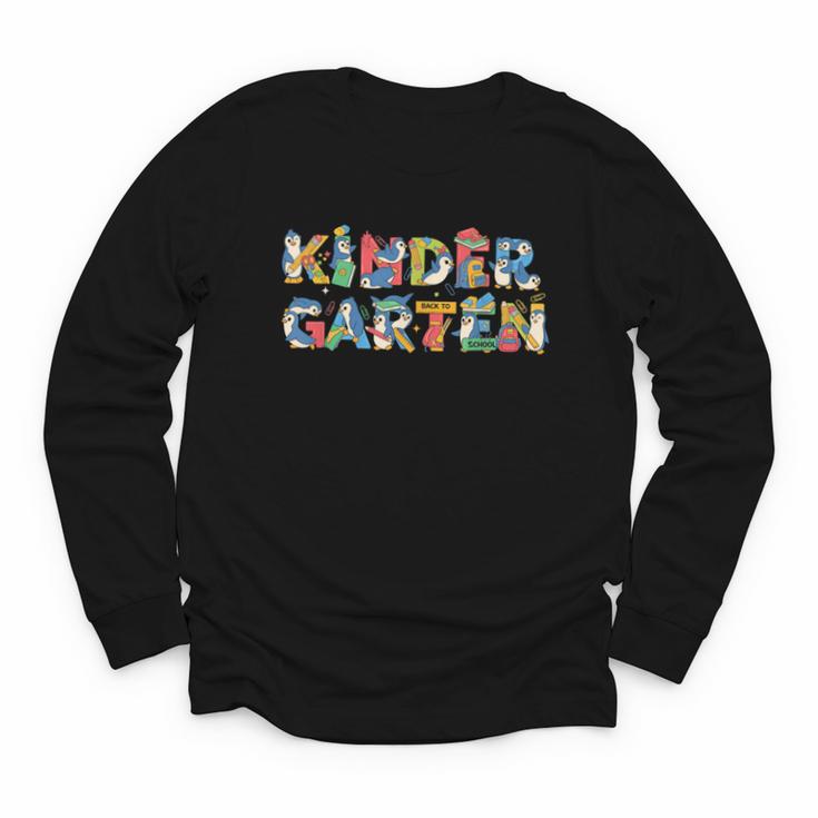 Penguin Kindergarten Back To School Kids Boys Girls Youth Long Sleeve Tee