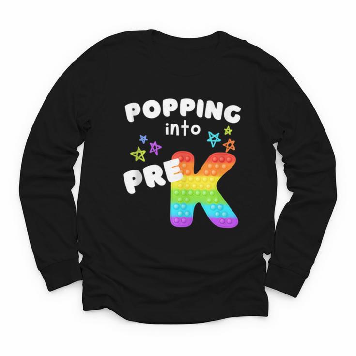 Popping Into Pre K Kid's Back To School Pop It Fidget Toy Youth Long Sleeve Tee
