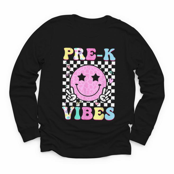 Pre-K Vibes Groovy Back To School PreK Preschool Girls Kids Youth Long Sleeve Tee