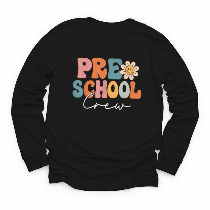 Preschool Crew Team Retro Groovy Vintage Back To School Youth Long Sleeve Tee