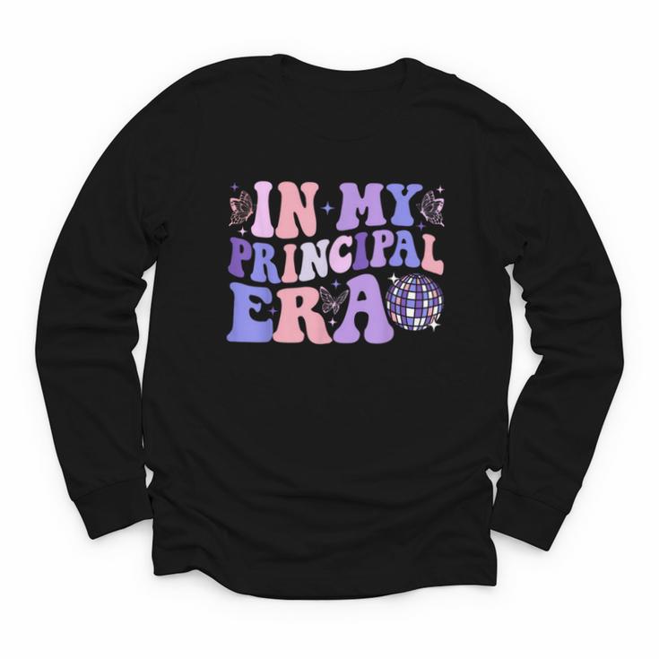 In My Principal Era Groovy School Principal Back To School Youth Long Sleeve Tee