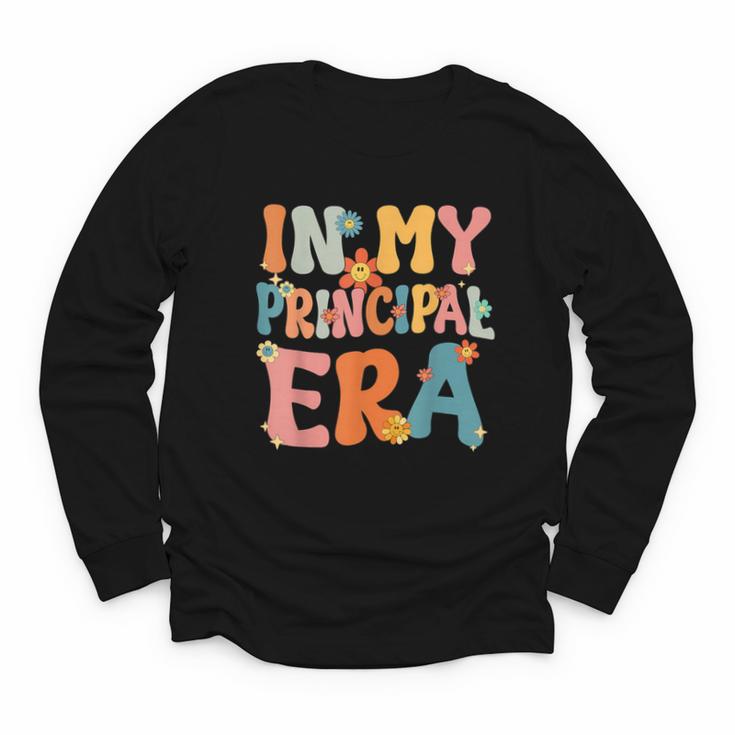 In My Principal Era Retro Groovy Back To School Principal Youth Long Sleeve Tee