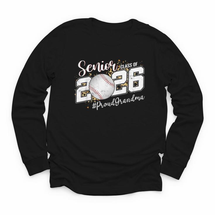 Proud Senior Grandma Class Of 2026 Baseball Graduate Leopard Youth Long Sleeve Tee