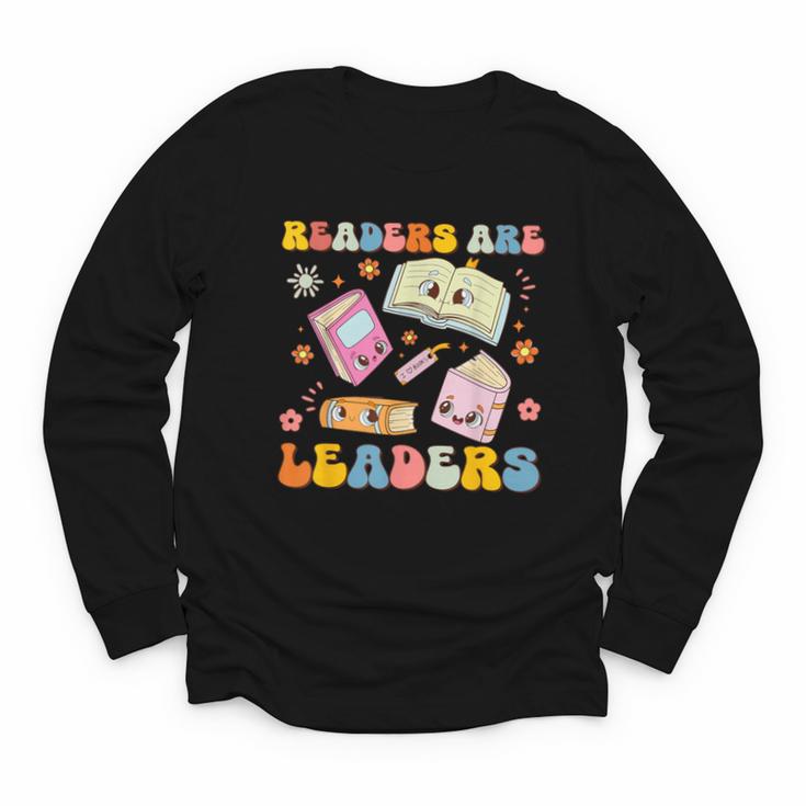 Readers Are Leaders Book Lover Back To School Groovy Girls Youth Long Sleeve Tee