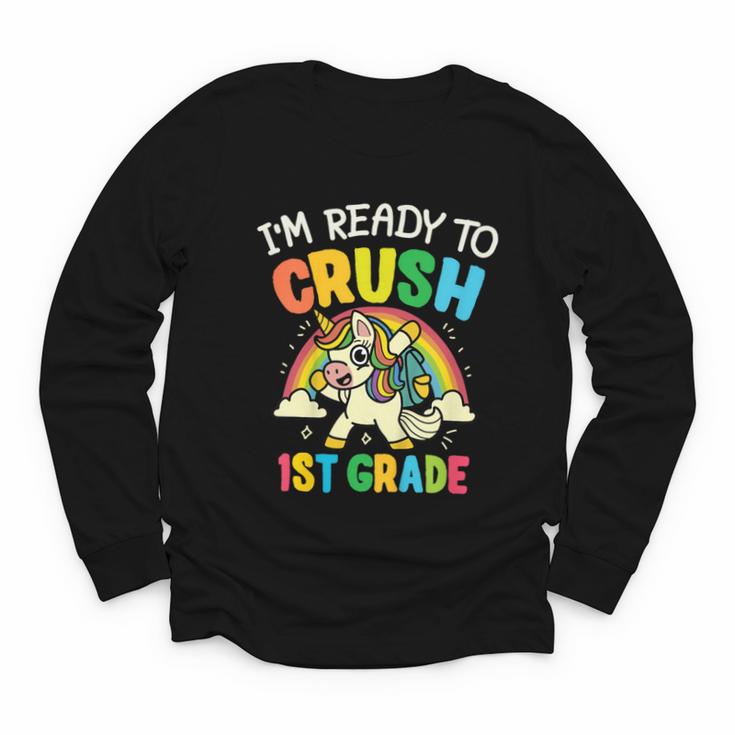 Ready For 1st Grade Unicorn First Day Back To School Student Youth Long Sleeve Tee