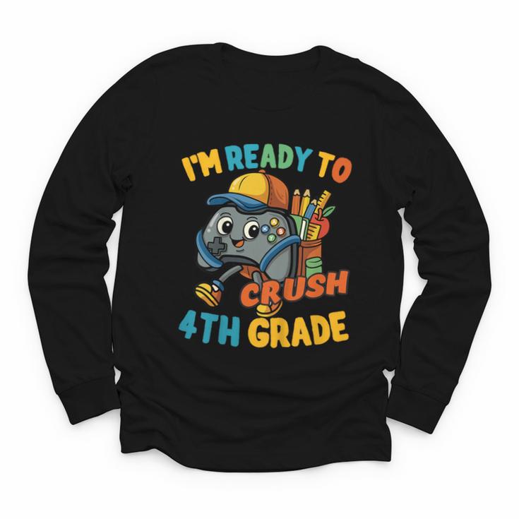 Ready For 4th Grade First Day Back To School Students Youth Long Sleeve Tee