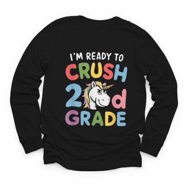 Im Ready To Crush 2nd Grade Boy Unicorn Back To School Youth Long Sleeve Tee