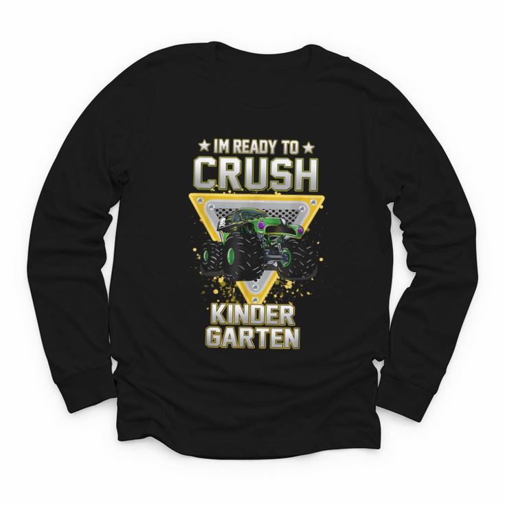 Ready To Crush Kindergarten Monster Truck Boy Back To School Youth Long Sleeve Tee