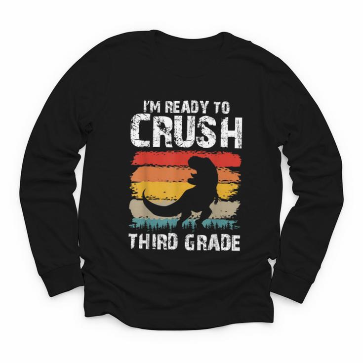 Ready Crush Third 3rd Grade Dinosaur Back To School Boys Youth Long Sleeve Tee