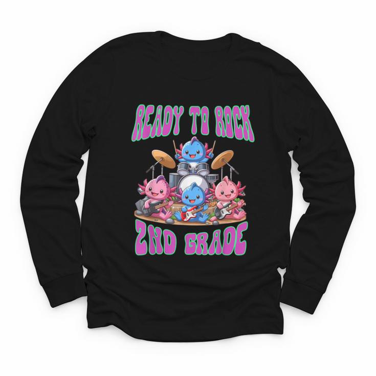 Ready To Rock 2nd Grade Back To School Axolotl 2024 School Youth Long Sleeve Tee