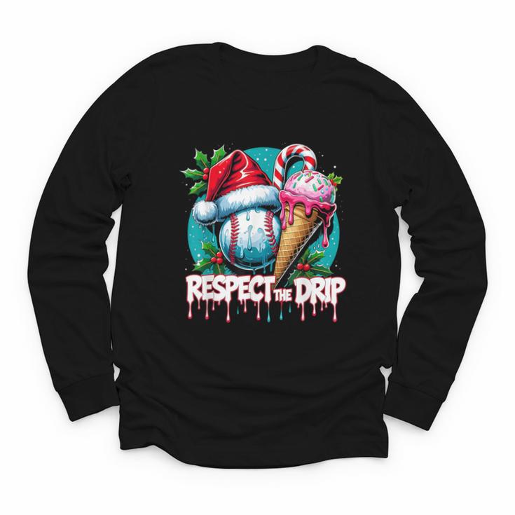 Respect The Drip Baseball Christmas Holiday Youth Long Sleeve Tee