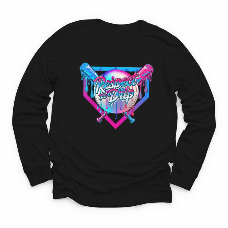 Respect The Drip Baseball Ice Cream For Kids Boys Youth Youth Long Sleeve Tee