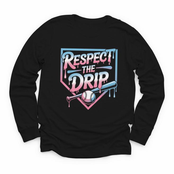 Respect The Drip Baseball Player Youth Long Sleeve Tee