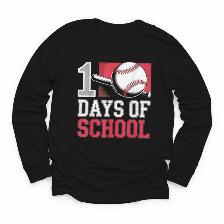 Retro 100 Days Of School Baseball Teacher Student 100 Days Youth Long Sleeve Tee