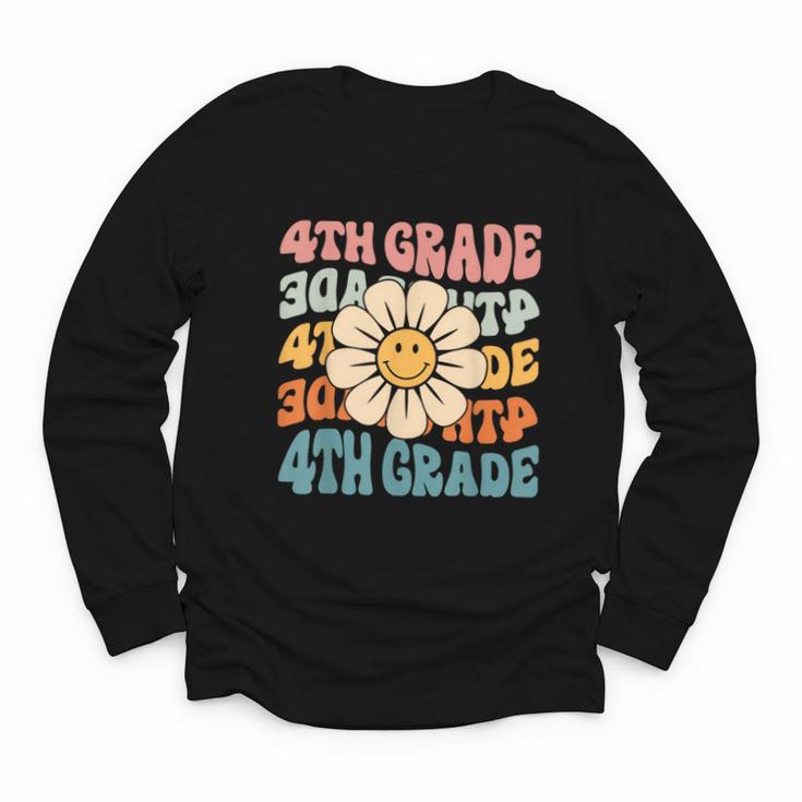 Retro 4th Grade Daisy Colorful Back To School Fourth Grade Youth Long Sleeve Tee