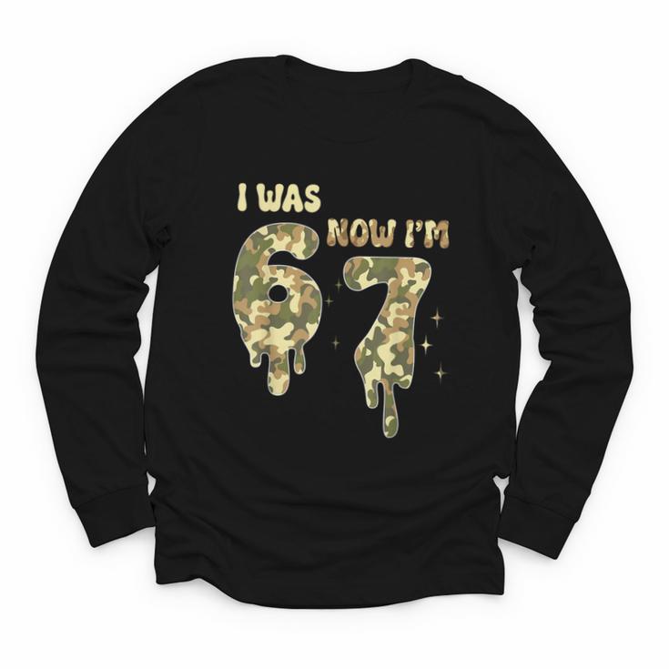 Retro I Was 6 Now I'm 7 Camo 67 Ice Cream Drip Baseball Youth Long Sleeve Tee