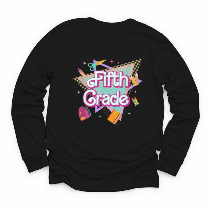 Retro 90s 5th Grade Back To School First Day Of Fifth Grade Youth Long Sleeve Tee