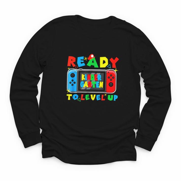 Retro Back To School Kindergarten Ready To Level Up Gamer Youth Long Sleeve Tee