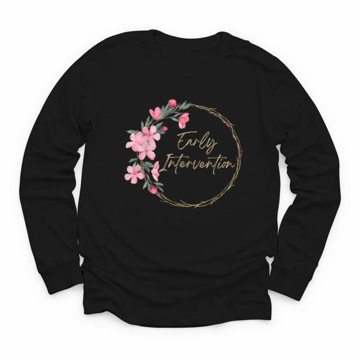 Retro Floral Early Intervention Specialist Back To School Youth Long Sleeve Tee