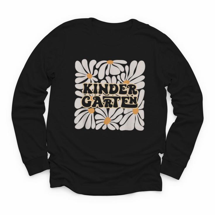 Retro Flower Power Squared Kindergarten Back To School Youth Long Sleeve Tee