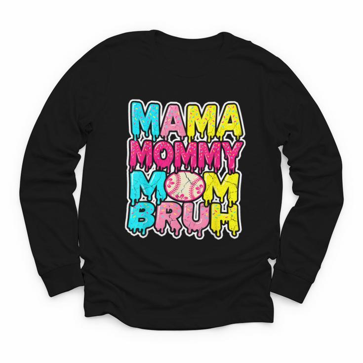 Retro Mama Mommy Mom Bruh Baseball Women Girls Youth Long Sleeve Tee