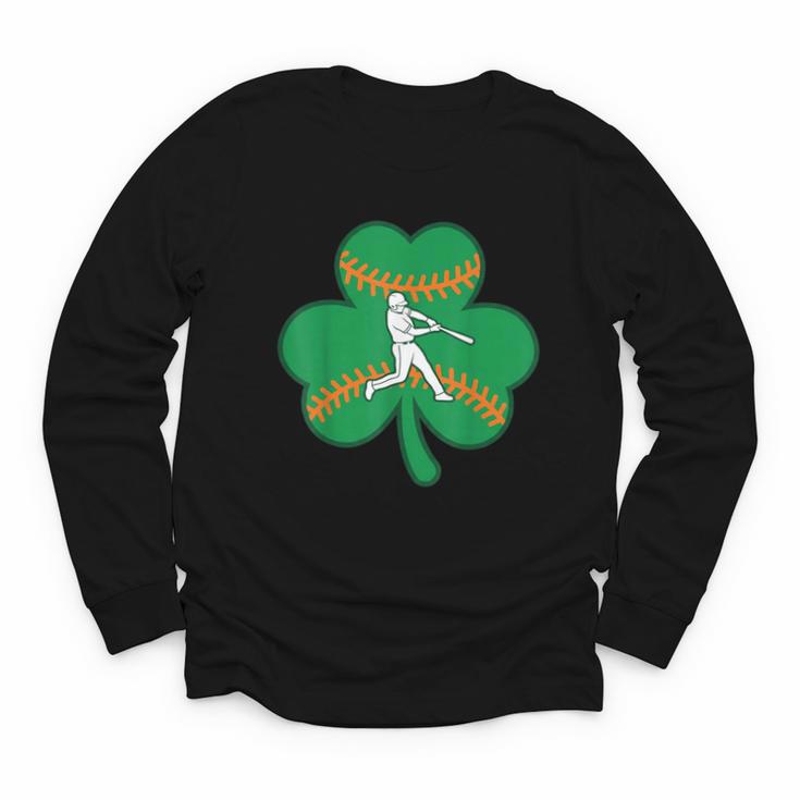 Retro Shamrock Baseball St Patricks Day Men Women Boys Girls Youth Long Sleeve Tee