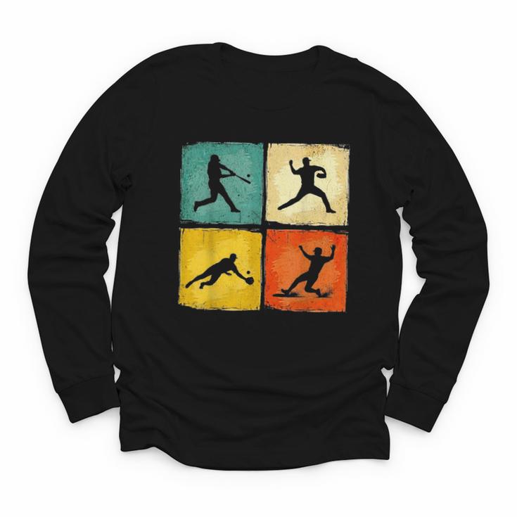 Retro Style Baseball Lover Playing Men Women Kids Baseball Youth Long Sleeve Tee