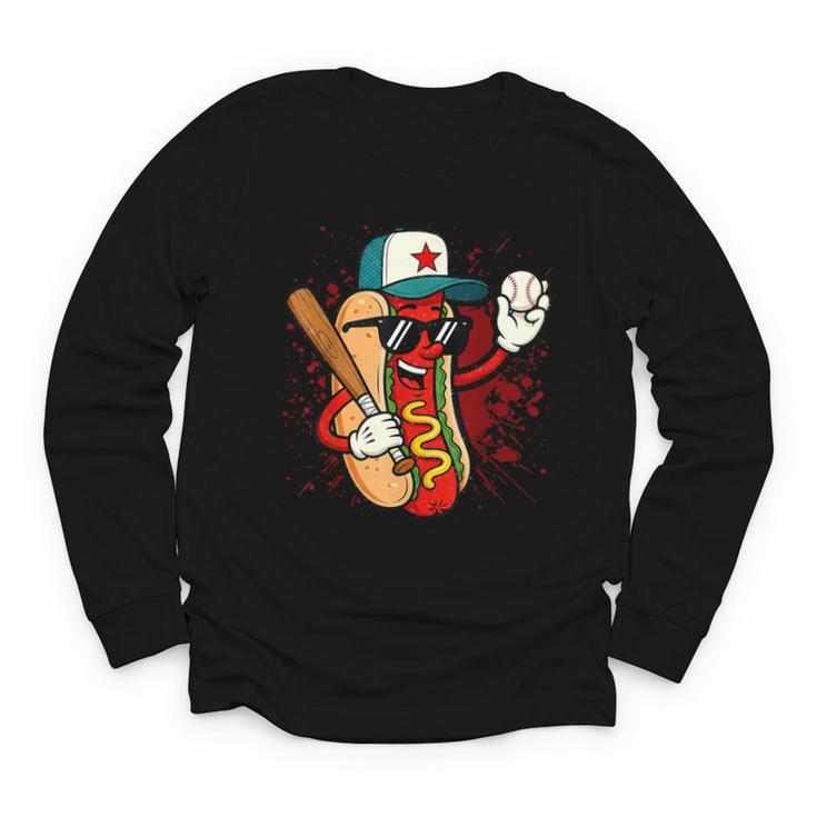 Retro Vintage Baseball Hot Dogs Youth Long Sleeve Tee